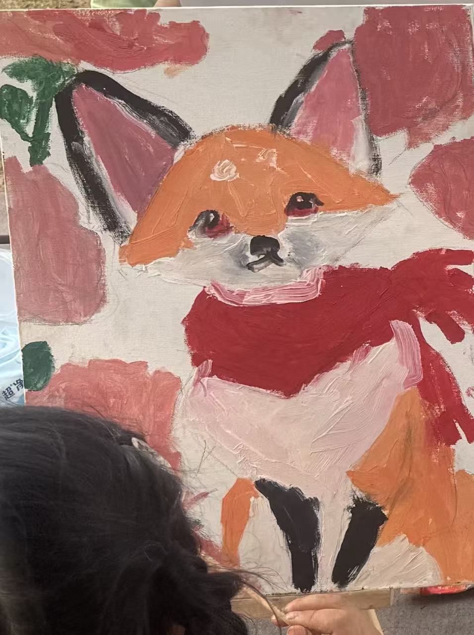 Fox in Bloom, painted by Layla