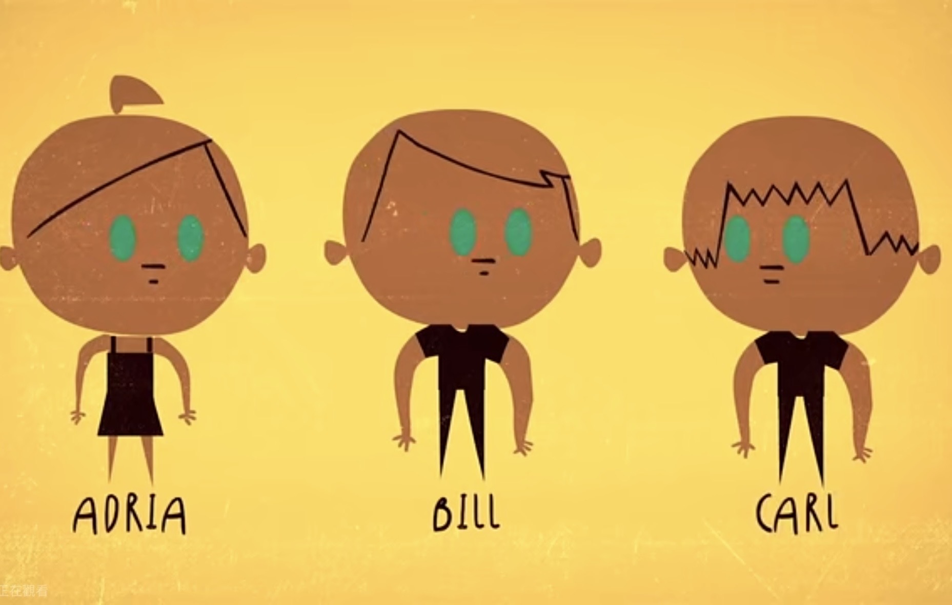 Three islanders on the green-eyes island