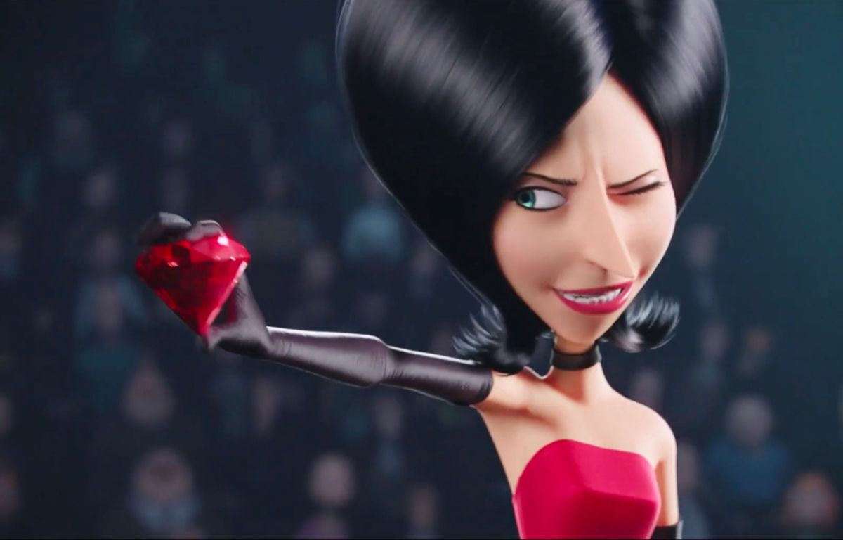 Scarlett holding a red diamond